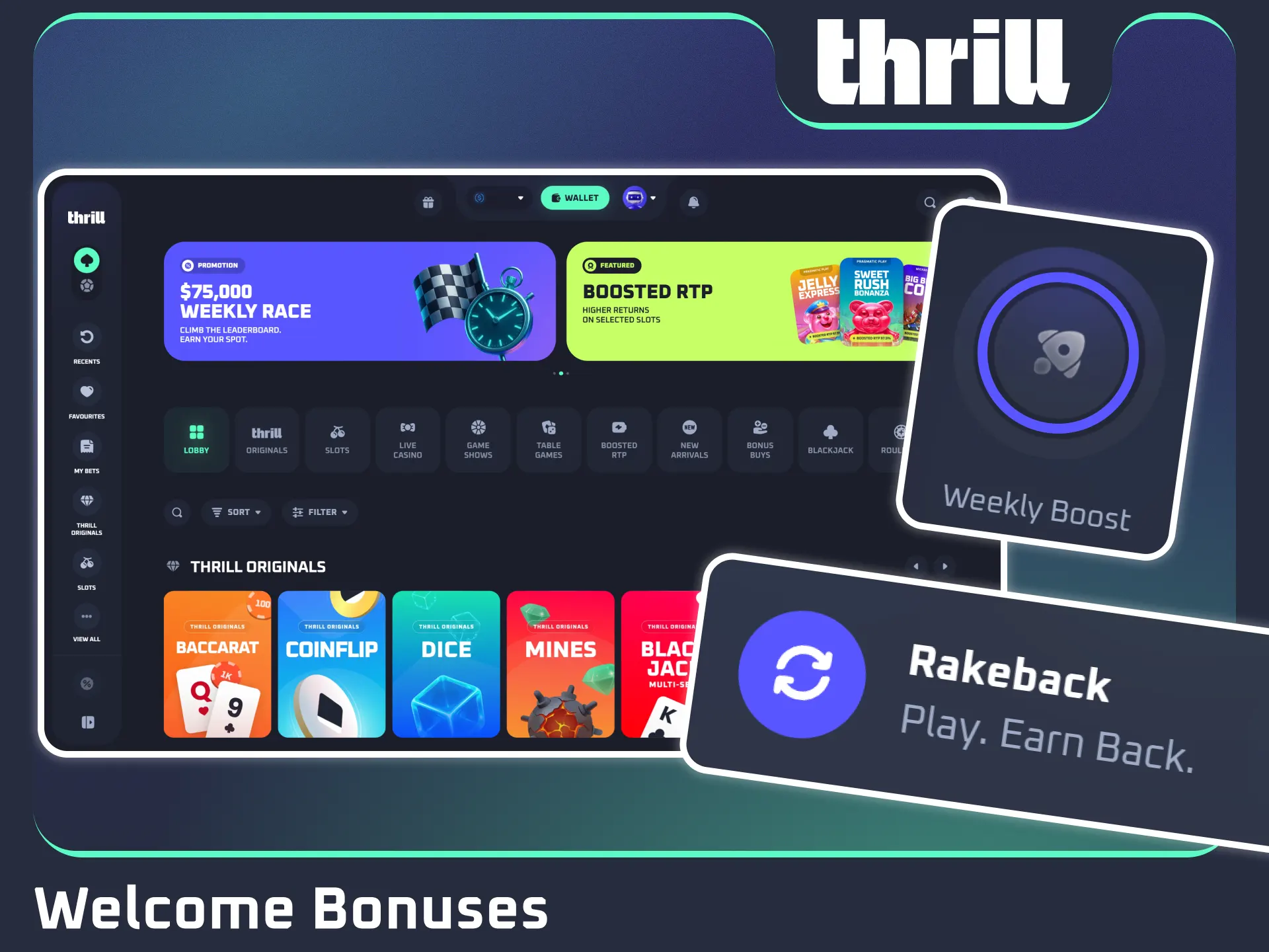 Claim your exclusive multi tier welcome rewards on official Thrill.