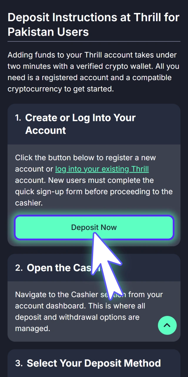 Log in to your personal profile on official Thrill platform.