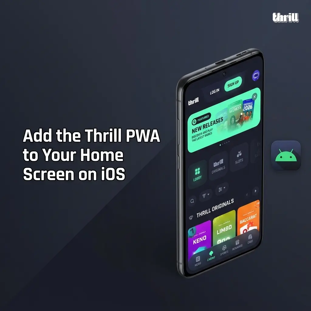 Steps to add Thrill PWA to iOS home screen using Safari on iPhone or iPad running iOS 14 or later.