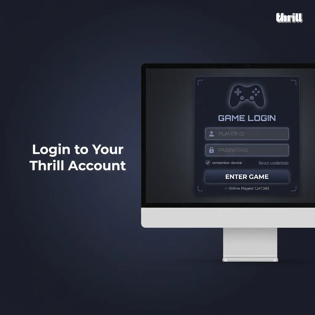 Thrill.com login page showing sign-in form with email, password fields, and two-factor authentication option.