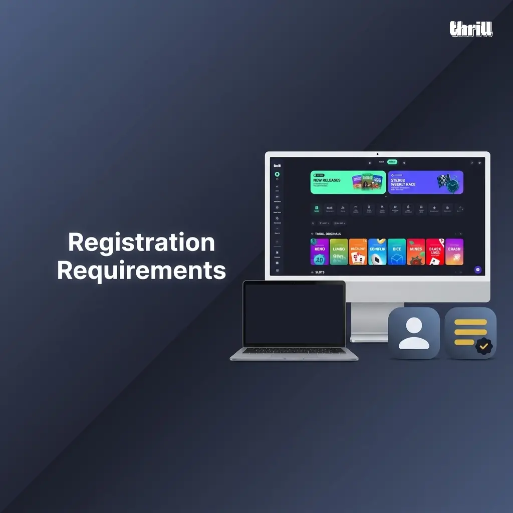 Thrill casino registration requirements including age verification, KYC compliance, and responsible gambling rules.