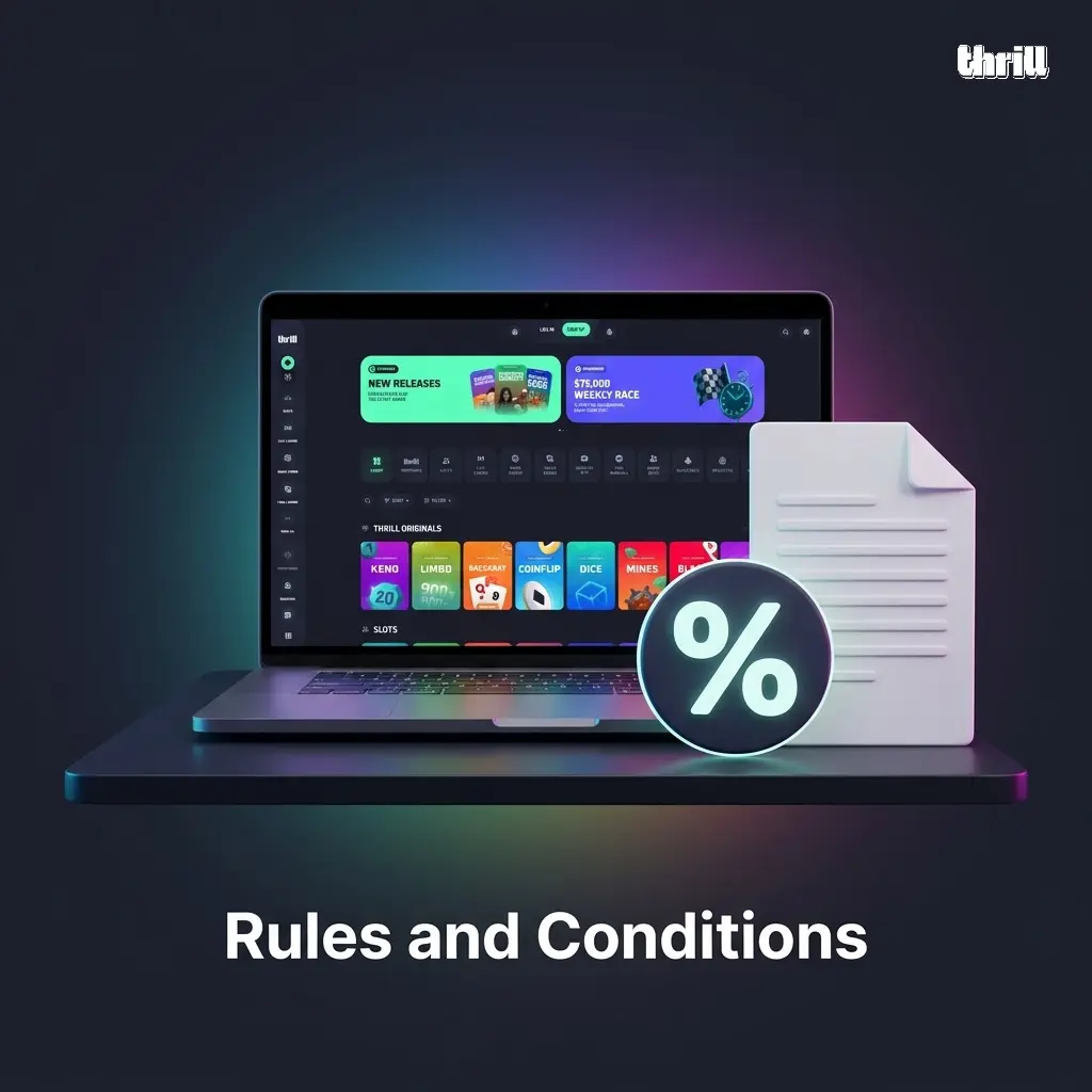 Thrill.com terms and conditions for Pakistan players covering age, accounts, bonuses, withdrawals, and prohibited activities.