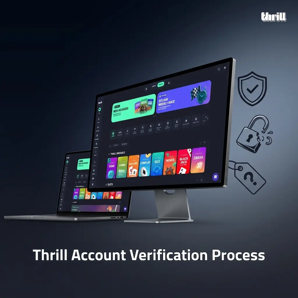 Thrill account KYC verification process showing identity check steps for withdrawal approval and increased security level.