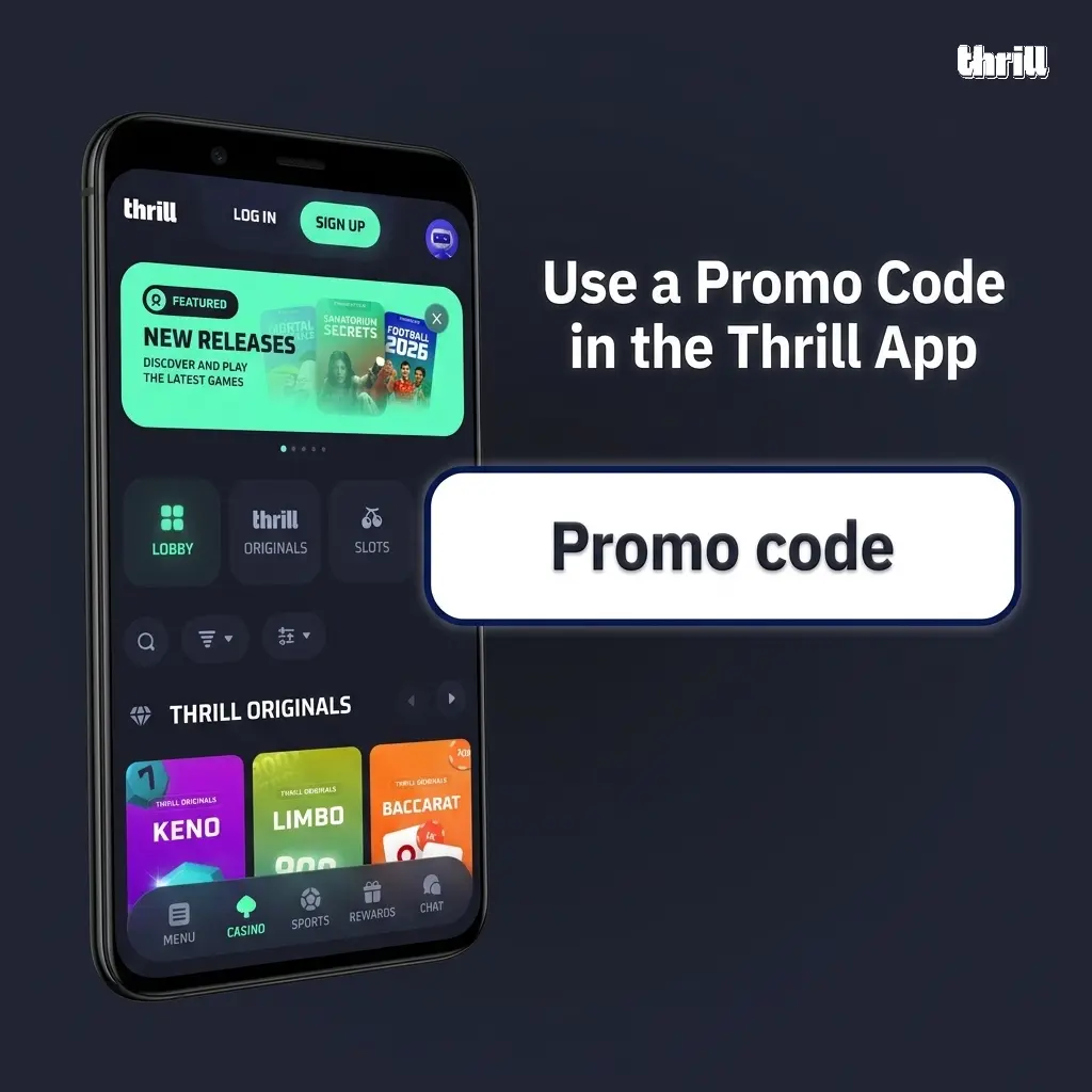 Steps to enter a Thrill promo code in the mobile app during registration for Pakistan players.